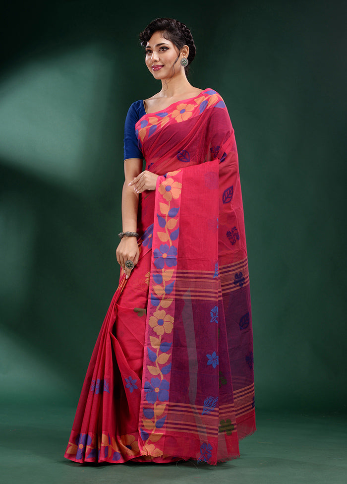 Fuchsia Pure Cotton Saree With Blouse Piece - Indian Silk House Agencies