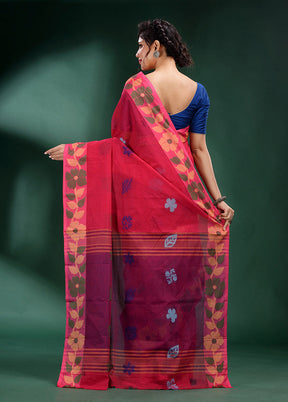 Red Pure Cotton Saree With Blouse Piece - Indian Silk House Agencies