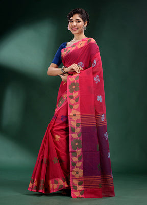 Red Pure Cotton Saree With Blouse Piece - Indian Silk House Agencies