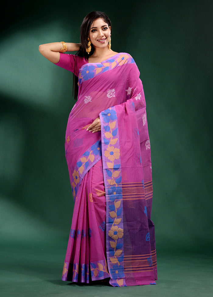 Pink Pure Cotton Saree With Blouse Piece - Indian Silk House Agencies