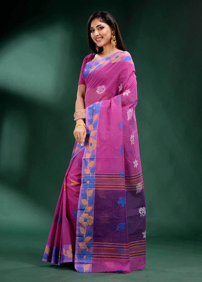 Pink Pure Cotton Saree With Blouse Piece - Indian Silk House Agencies