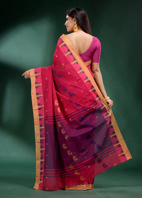 Fuchsia Pure Cotton Saree With Blouse Piece - Indian Silk House Agencies