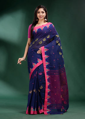 Blue Pure Cotton Saree With Blouse Piece - Indian Silk House Agencies