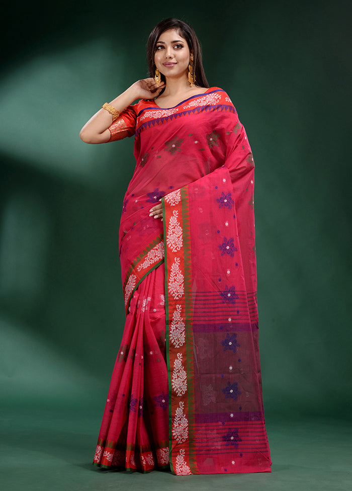 Red Pure Cotton Saree With Blouse Piece - Indian Silk House Agencies