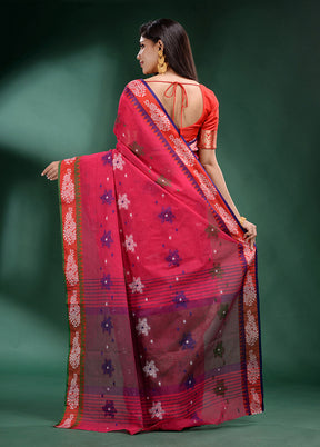 Red Pure Cotton Saree With Blouse Piece - Indian Silk House Agencies