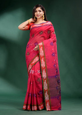 Red Pure Cotton Saree With Blouse Piece - Indian Silk House Agencies