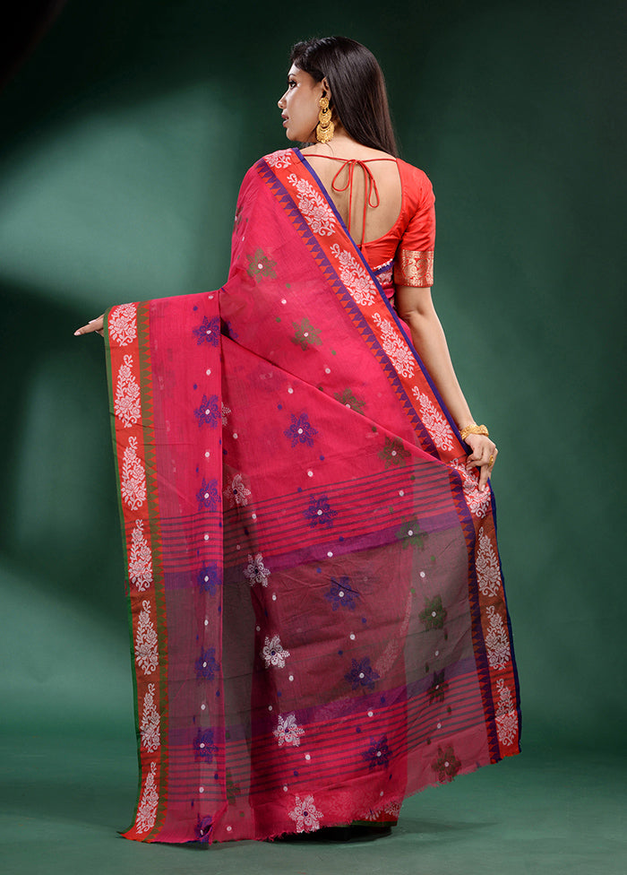 Red Pure Cotton Saree With Blouse Piece - Indian Silk House Agencies