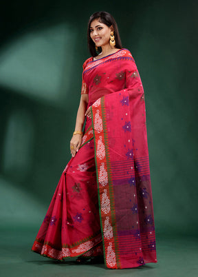 Red Pure Cotton Saree With Blouse Piece - Indian Silk House Agencies