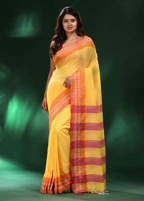 Yellow Cotton Saree With Blouse Piece - Indian Silk House Agencies