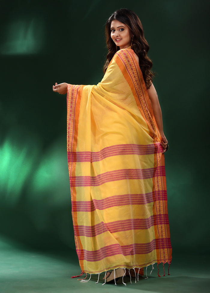 Yellow Cotton Saree With Blouse Piece - Indian Silk House Agencies