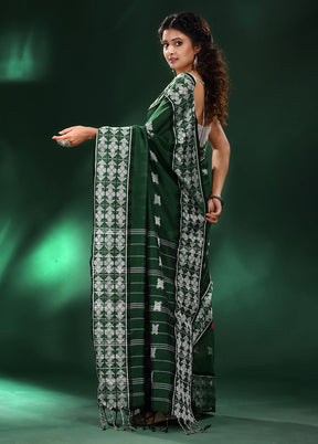 Green Cotton Saree With Blouse Piece - Indian Silk House Agencies