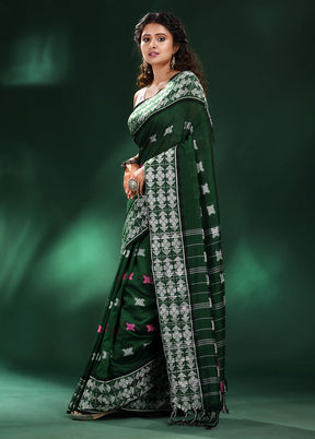 Green Cotton Saree With Blouse Piece - Indian Silk House Agencies