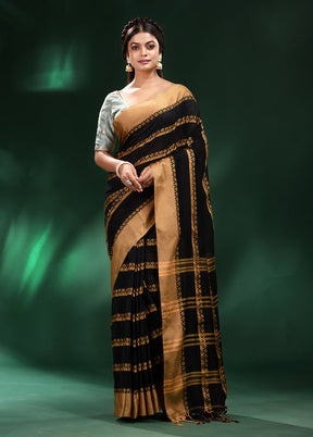 Black Cotton Saree With Blouse Piece - Indian Silk House Agencies