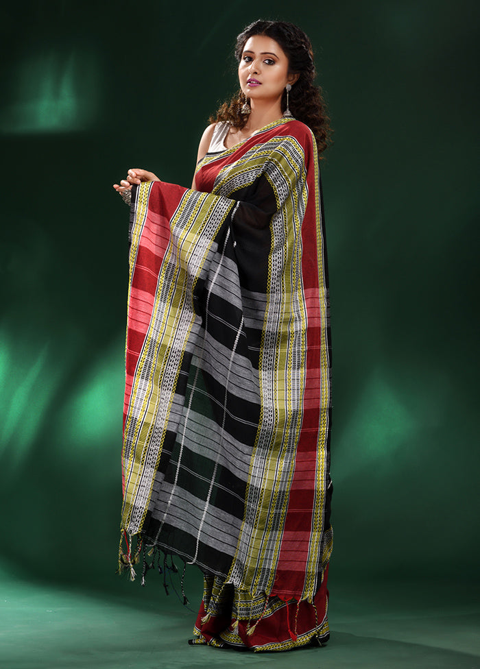 Black Cotton Saree With Blouse Piece - Indian Silk House Agencies