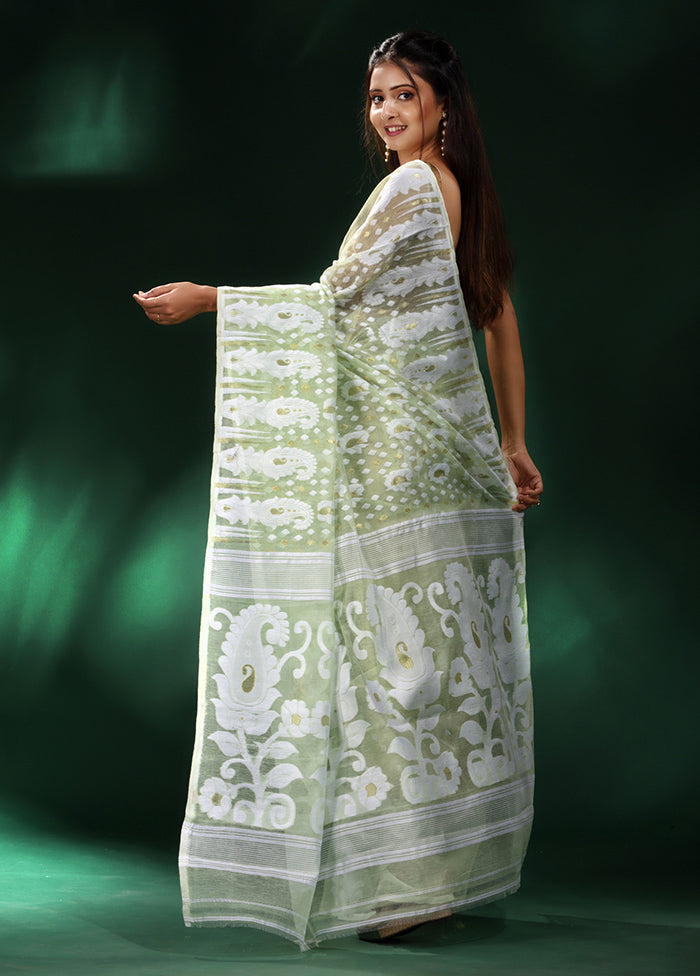 Green Cotton Saree With Blouse Piece - Indian Silk House Agencies