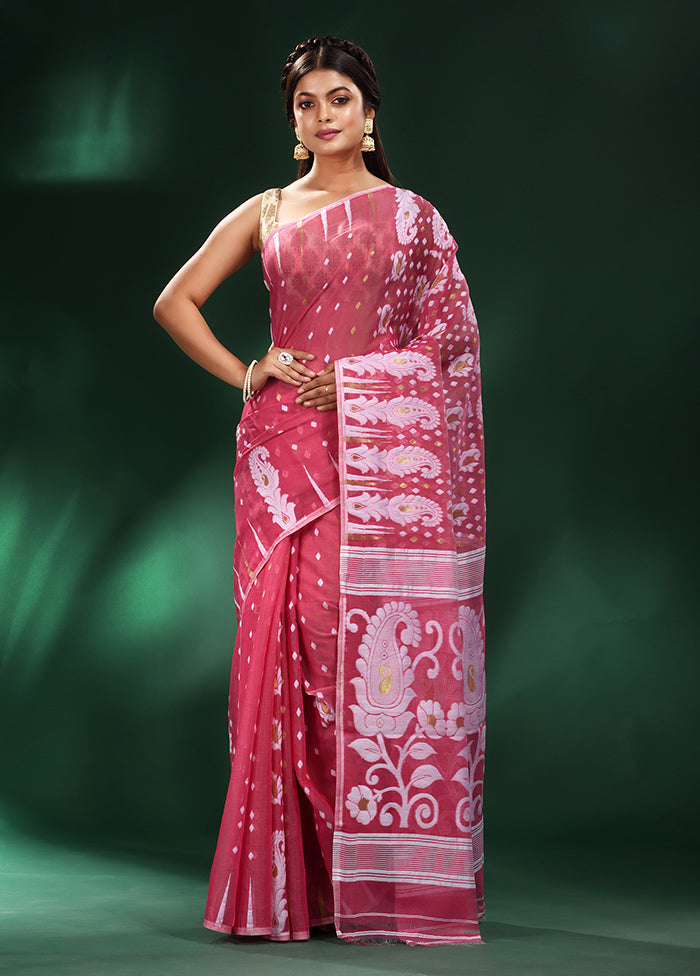 Pink Cotton Saree With Blouse Piece - Indian Silk House Agencies