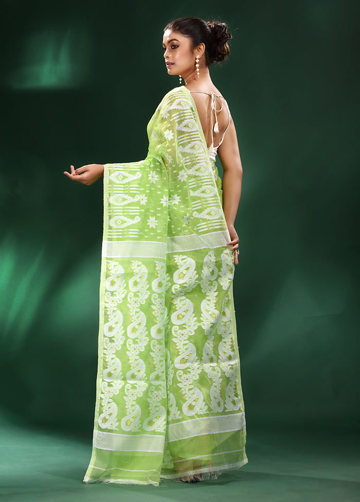 Light Green Cotton Saree With Blouse Piece - Indian Silk House Agencies