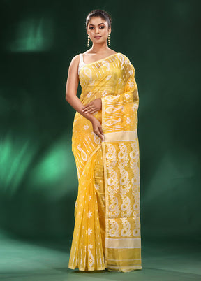 Yellow Cotton Saree With Blouse Piece - Indian Silk House Agencies