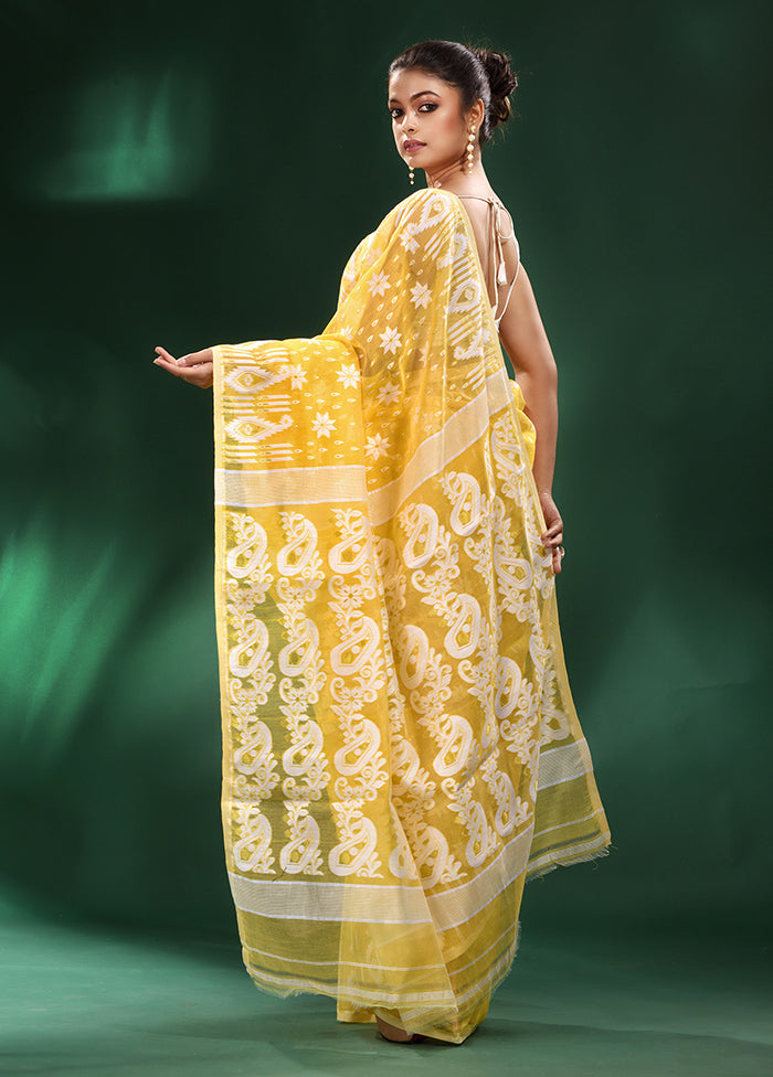 Yellow Cotton Saree With Blouse Piece - Indian Silk House Agencies