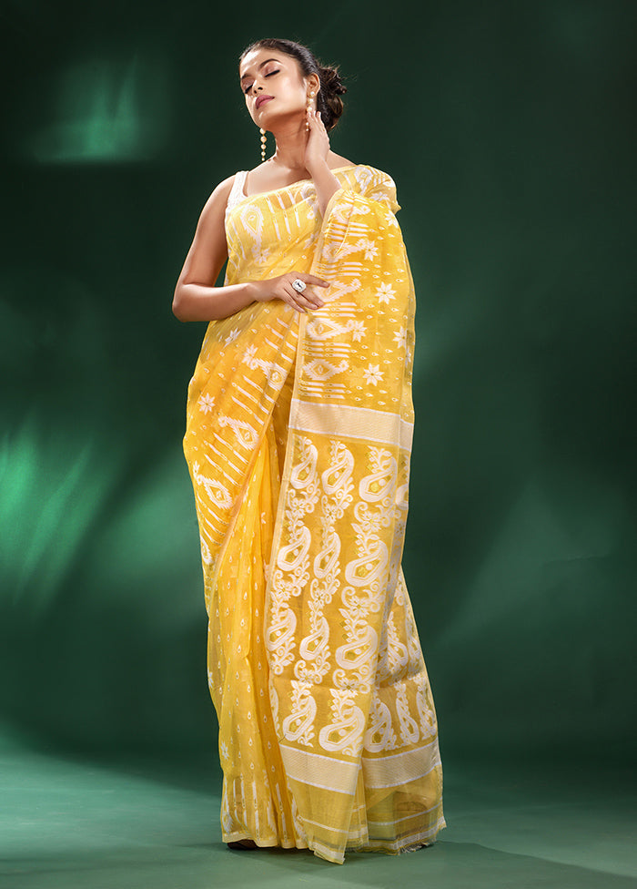 Yellow Cotton Saree With Blouse Piece - Indian Silk House Agencies