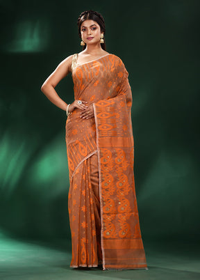 Orange Cotton Saree With Blouse Piece - Indian Silk House Agencies