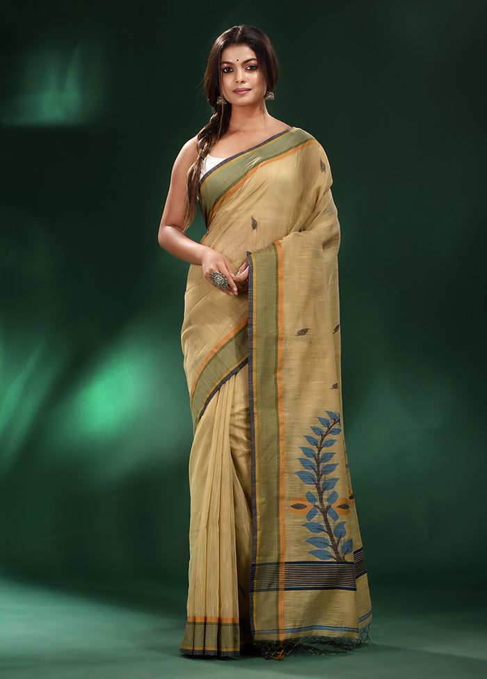 Lime Green Pure Cotton Saree With Blouse Piece - Indian Silk House Agencies