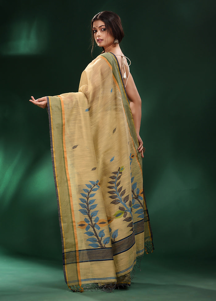 Lime Green Pure Cotton Saree With Blouse Piece - Indian Silk House Agencies