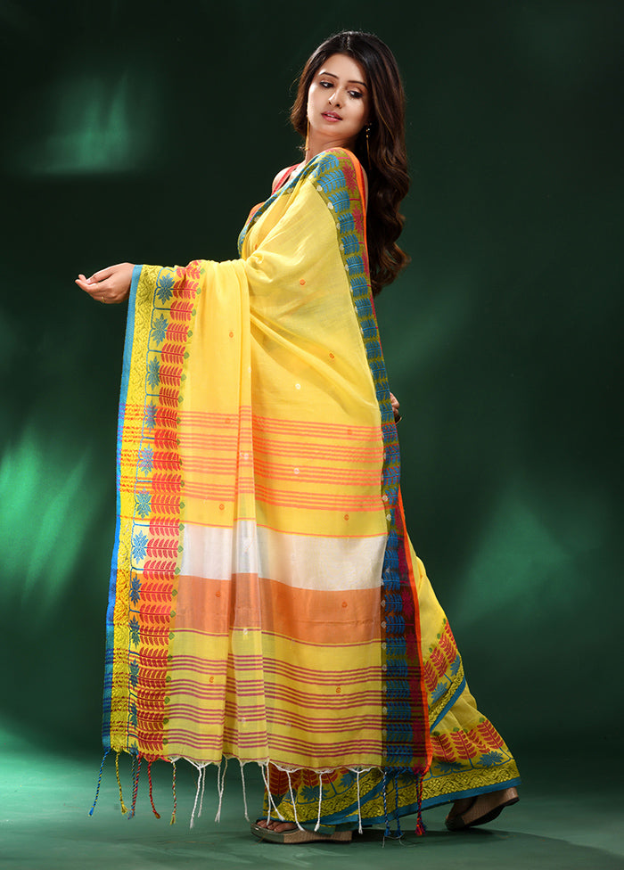 Yellow Cotton Saree With Blouse Piece - Indian Silk House Agencies