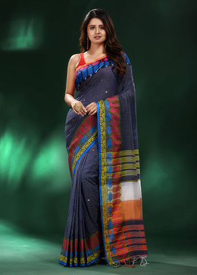 Grey Cotton Saree With Blouse Piece - Indian Silk House Agencies