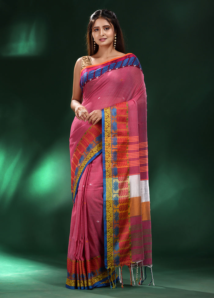 Fuchsia Cotton Saree With Blouse Piece - Indian Silk House Agencies