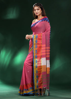 Fuchsia Cotton Saree With Blouse Piece - Indian Silk House Agencies