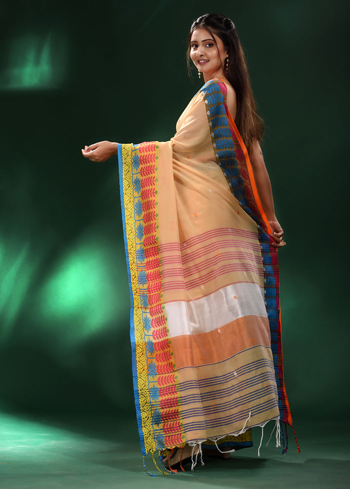 Cream Cotton Saree With Blouse Piece - Indian Silk House Agencies