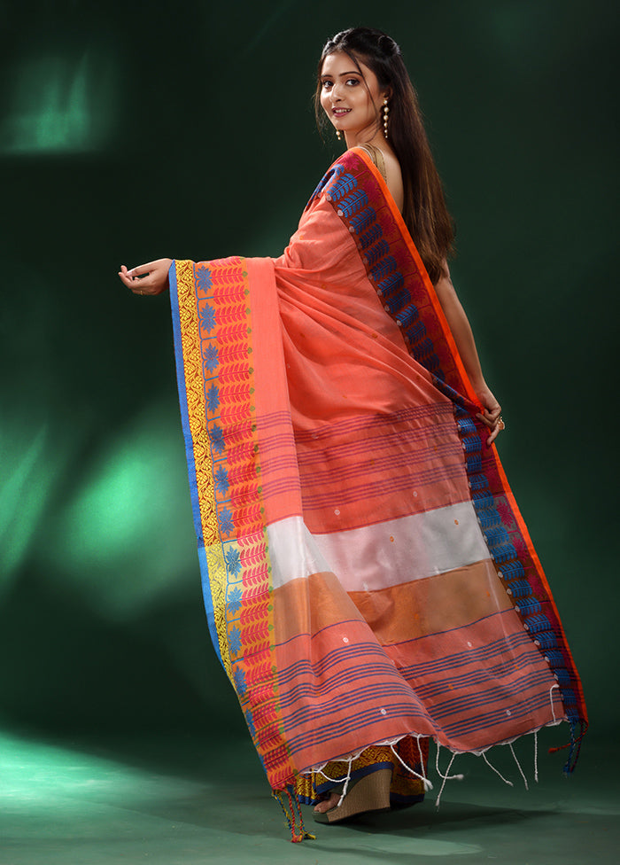 Orange Cotton Saree With Blouse Piece - Indian Silk House Agencies