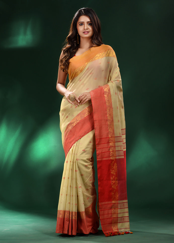 Lime Yellow Cotton Saree With Blouse Piece - Indian Silk House Agencies