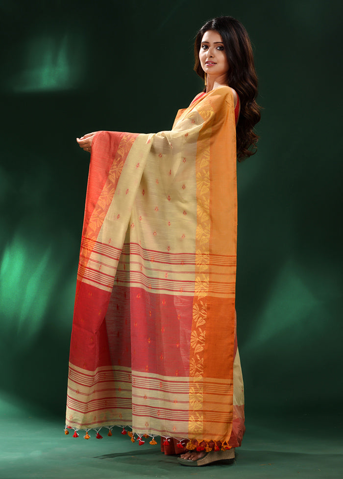 Lime Yellow Cotton Saree With Blouse Piece - Indian Silk House Agencies