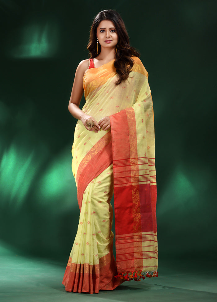 Yellow Cotton Saree With Blouse Piece - Indian Silk House Agencies