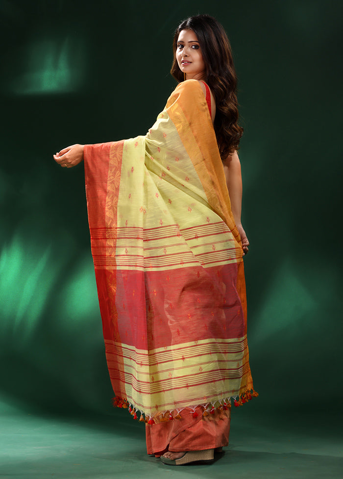 Yellow Cotton Saree With Blouse Piece - Indian Silk House Agencies