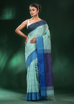 Sea Green Cotton Saree With Blouse Piece - Indian Silk House Agencies