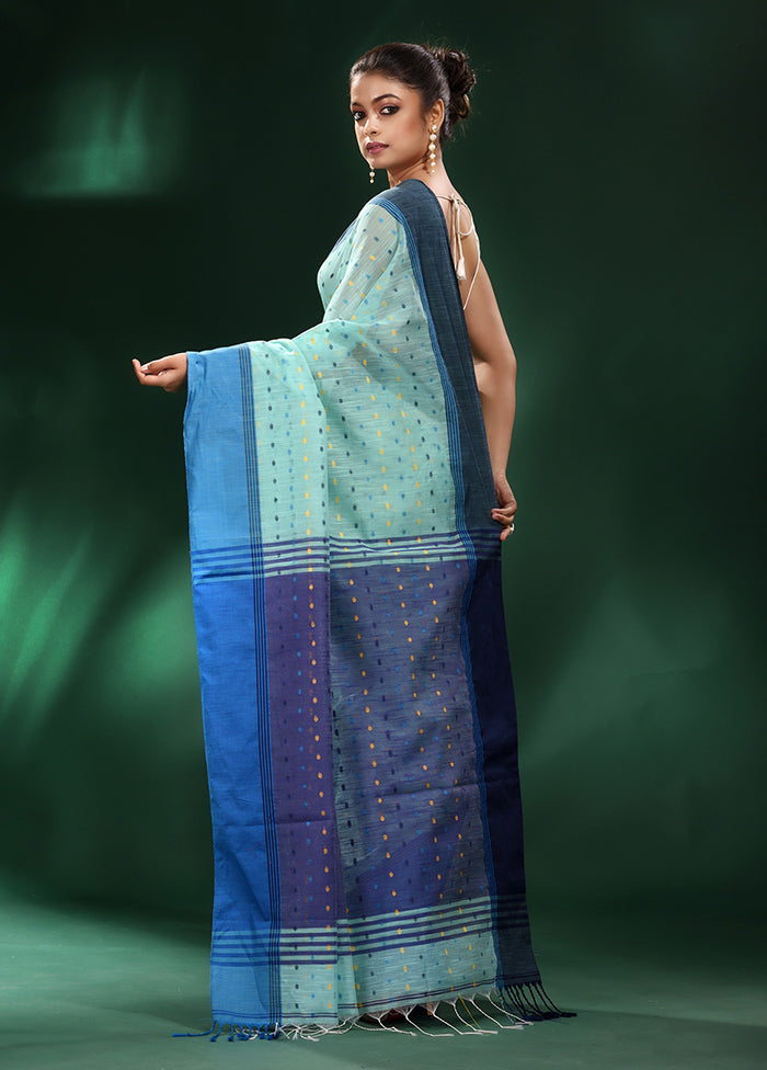 Sea Green Cotton Saree With Blouse Piece - Indian Silk House Agencies