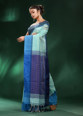 Sea Green Cotton Saree With Blouse Piece - Indian Silk House Agencies