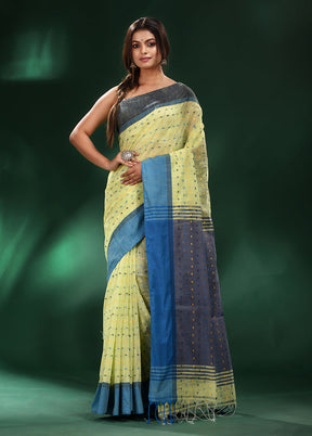 Lime Green Cotton Saree With Blouse Piece - Indian Silk House Agencies