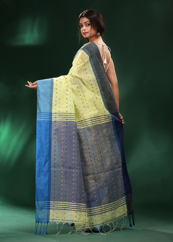 Lime Green Cotton Saree With Blouse Piece - Indian Silk House Agencies