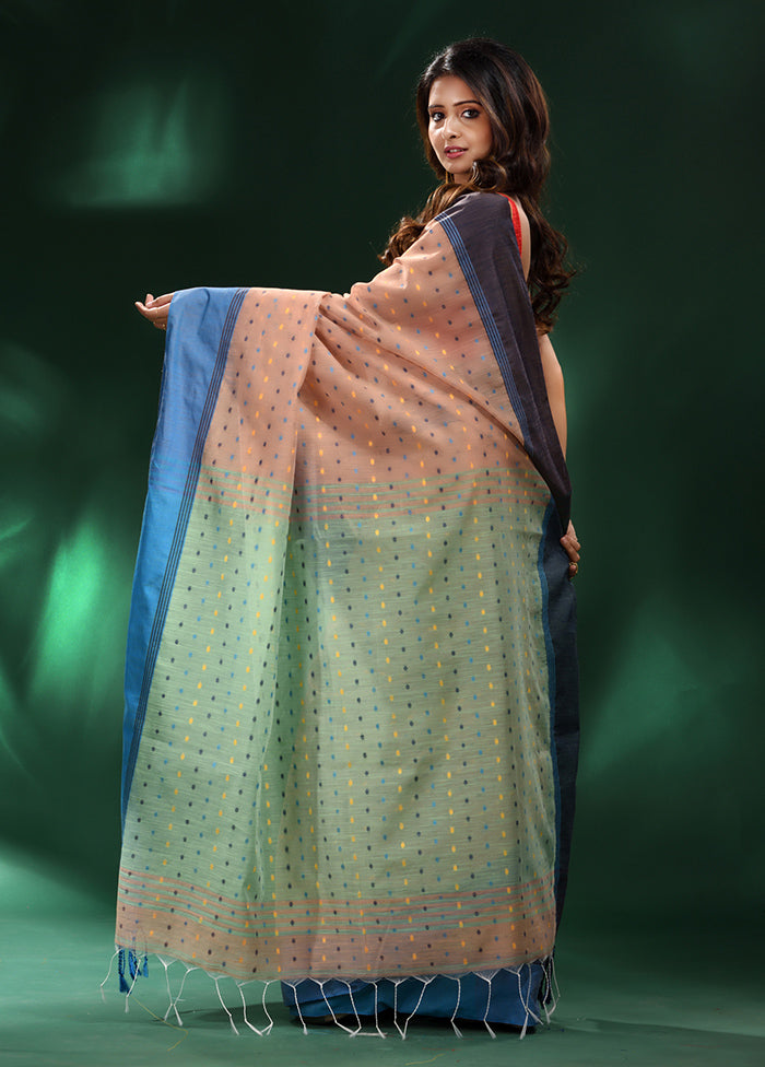 Beige Cotton Saree With Blouse Piece - Indian Silk House Agencies