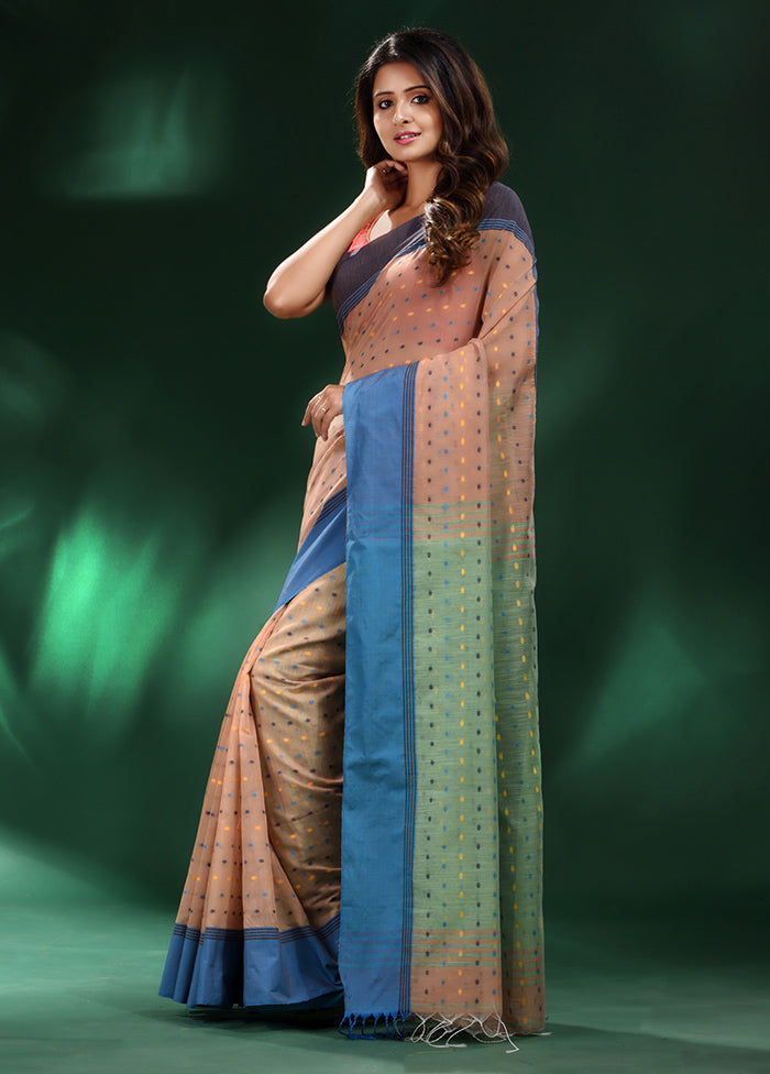 Beige Cotton Saree With Blouse Piece - Indian Silk House Agencies