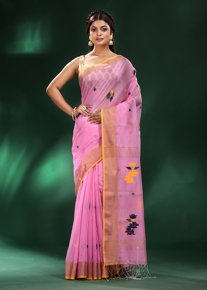 Pink Spun Silk Saree With Blouse Piece - Indian Silk House Agencies