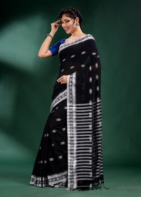 Black Cotton Saree With Blouse Piece - Indian Silk House Agencies