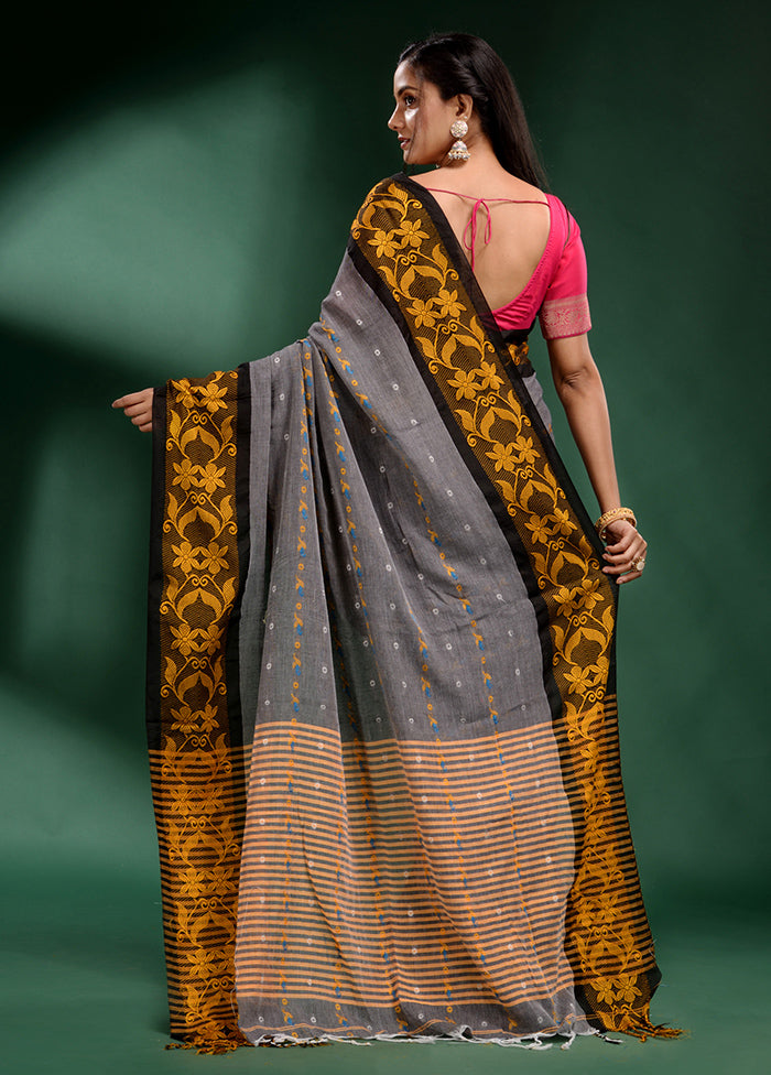 Grey Cotton Saree With Blouse Piece - Indian Silk House Agencies