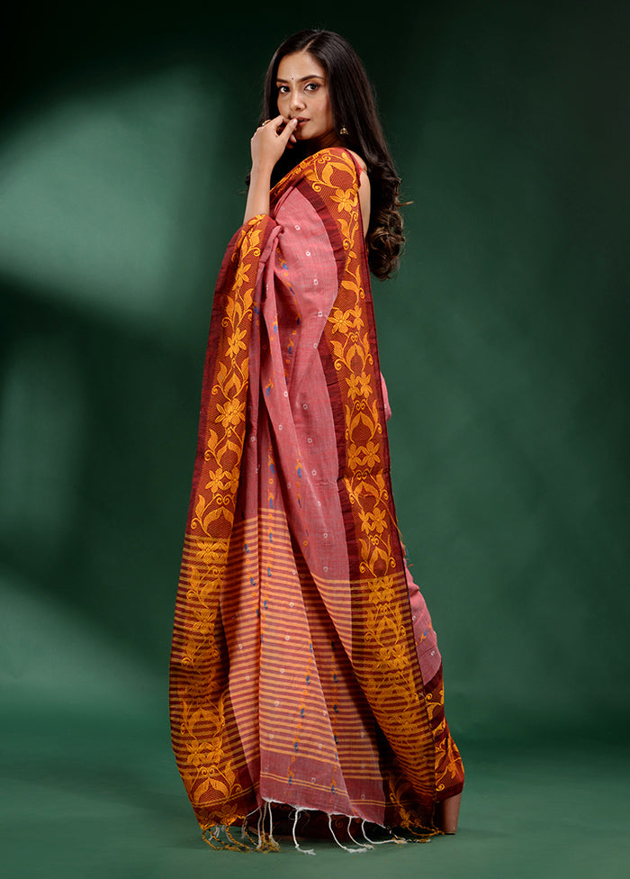 Red Cotton Saree With Blouse Piece - Indian Silk House Agencies