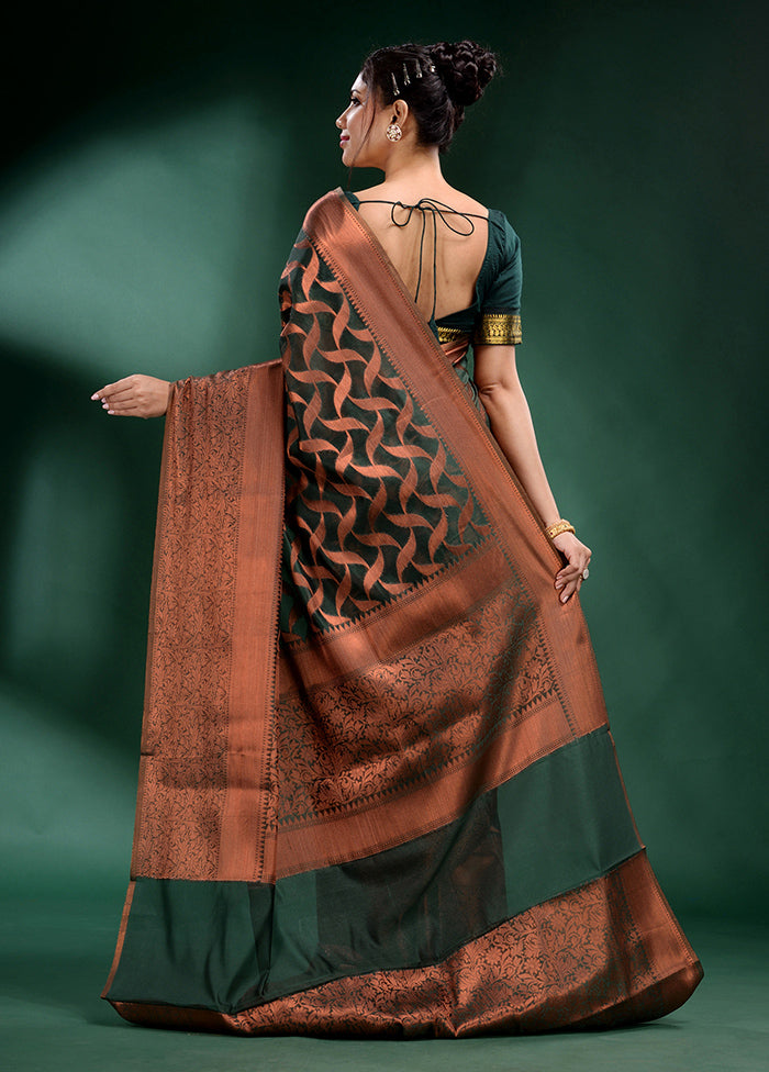 Green Organza Saree With Blouse Piece - Indian Silk House Agencies