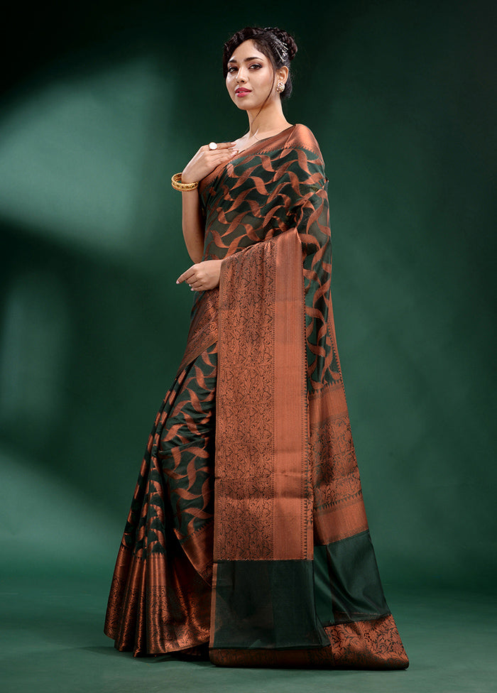 Green Organza Saree With Blouse Piece - Indian Silk House Agencies